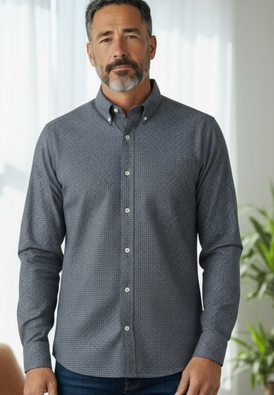 🔵🤍👔J Crew Mens Blue Check Shirt Large 16-16.5 Long Sleeve Cotton Button Up
